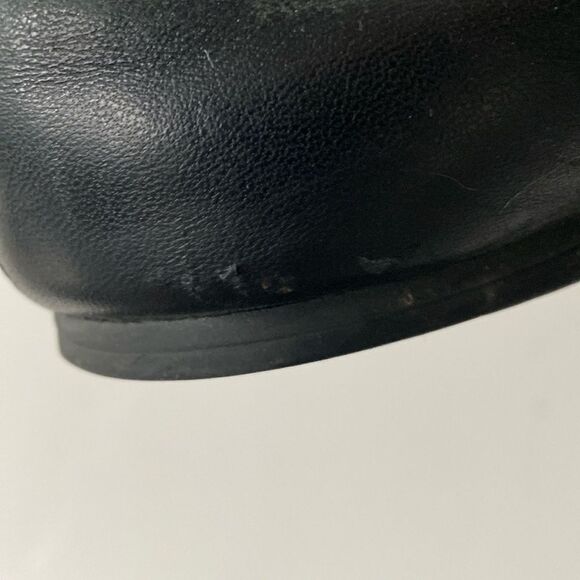Tory Burch Iconic Black Leather Flats Silver Tone Logo Plate sz 8 Luxury Elegant - Picture 9 of 13